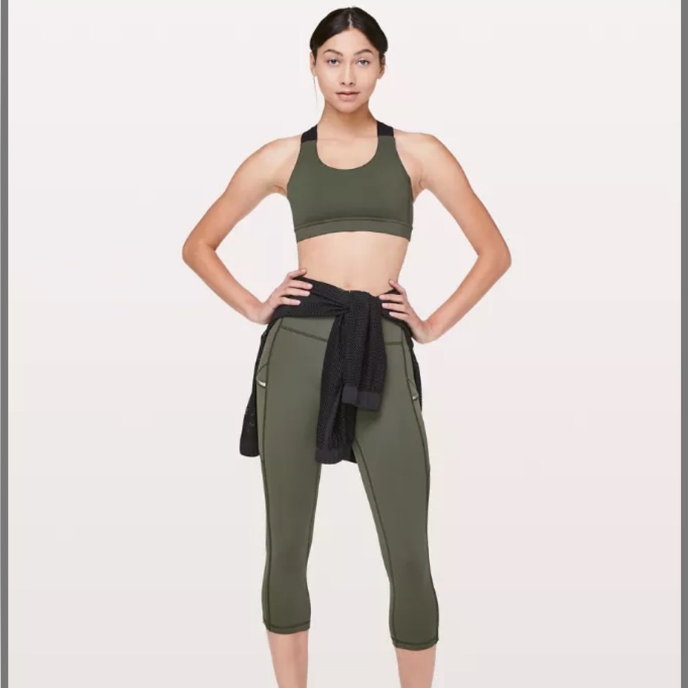 Lululemon Speed Up Crop (21") Olive Green